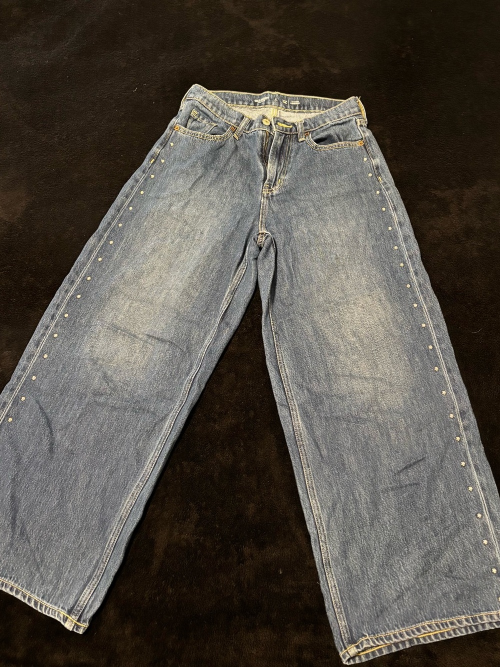 Old Navy Light Blue Wide-Leg Jeans with Side Studs